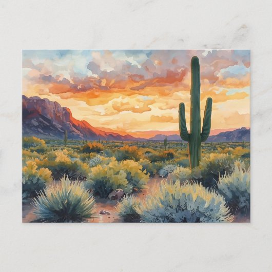 Südwestwüste Sonnenaufgang mit Saguaro Cactus Postkarte (Vorderseite)