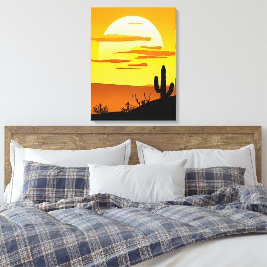 Südwestwüste Sonnenuntergang mit Kaktus Leinwanddruck (Insitu (Schlafzimmer))