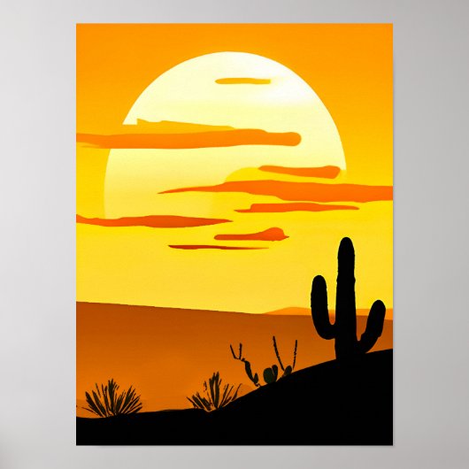 Südwestwüste Sonnenuntergang mit Kaktus Poster (Vorne)