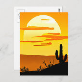 Südwestwüste Sonnenuntergang mit Kaktus Postkarte (Vorne/Hinten)