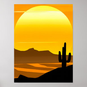 Südwestwüste Sonnenuntergang mit Mesas Poster