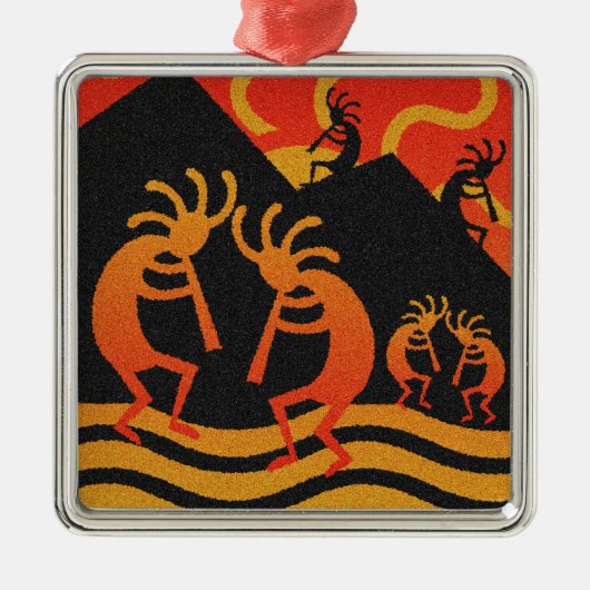 Südwestwüste Sunset Kokopelli Ornament Aus Metall (Vorne)