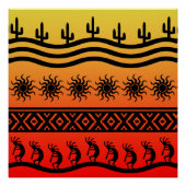Südwestwüste Sunset Kokopelli Poster (Vorderseite)