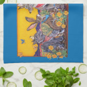 Südwestwüste Tierhasen-Quail-Coyote Sun Geschirrtuch (Gefaltet)