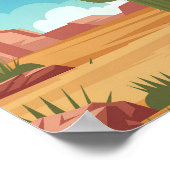 Südwestwüstenposter - Flachvektor-Kaktus Poster (Ecke)