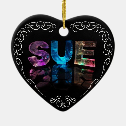 Sue - die Namens-Sue in 3D beleuchtet (Fotografie) Keramikornament (Vorne)