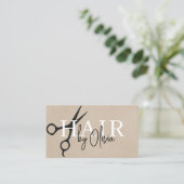 Suede Neutral Schere QR Code Haarstylist  Visitenkarte (Stehend Vorderseite)