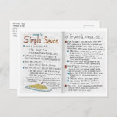 Sue's Simple Sauce-Rezept Postkarte (Vorne/Hinten)