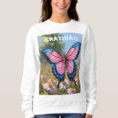 Suéter Básico Feminino borboleta Sweatshirt (Vorderseite)