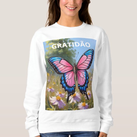 Suéter Básico Feminino borboleta Sweatshirt (Vorderseite)