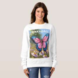 Suéter Básico Feminino borboleta Sweatshirt