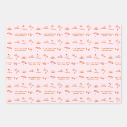 Sufer Girl Birthday Geschenkwrap Geschenkpapier Set (Vorderseite 2)