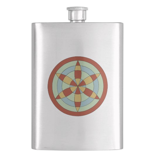 Suffolk Hexafoil (Gänseblümchen-Rad) Hexensymbol Flachmann (Vorderseite)