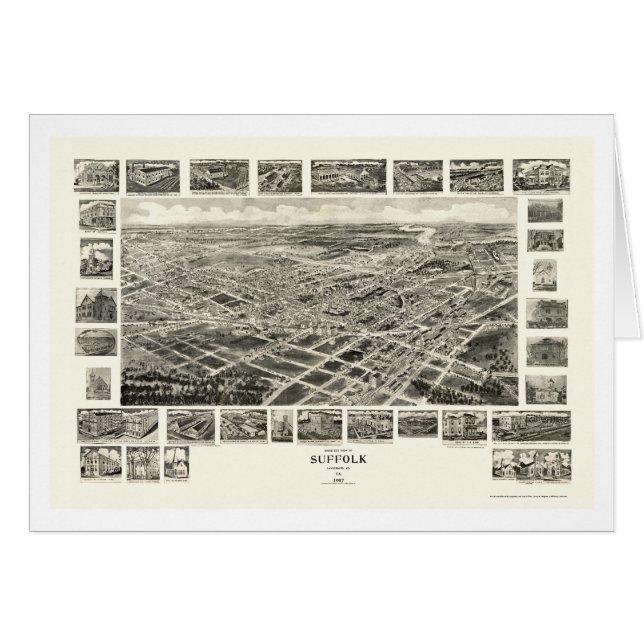 Suffolk, panoramische Karte VA - 1907 (Vorderseite (Horizontal))