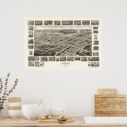 Suffolk, VA Panoramic Map - 1907 Poster (Küche)