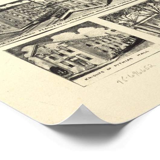 Suffolk Virginia 1907 Antique Panoramabalkarte Poster (Ecke)