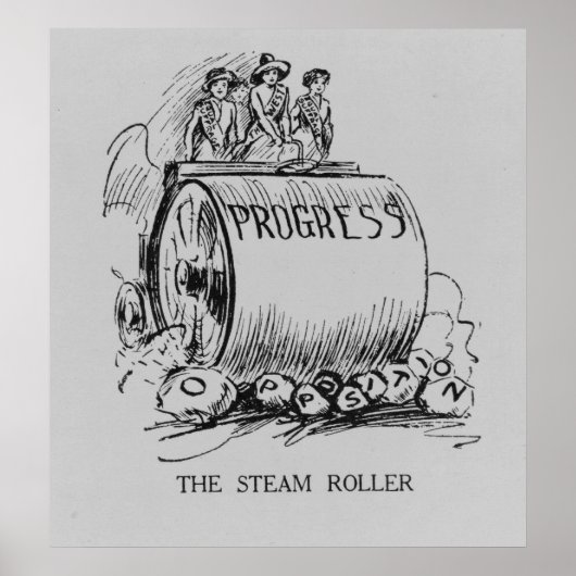 Suffrage Steamroller Politischer Cartoon Poster (Vorne)
