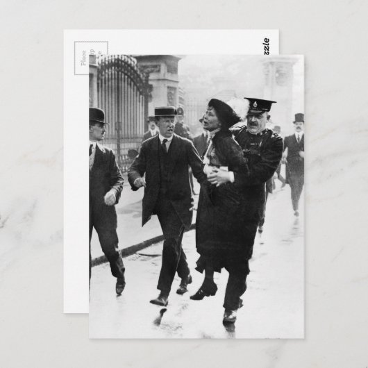 Suffragette Emmeline Pankhurst wird 1914 verhaftet Postkarte (Vorne/Hinten)