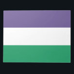 Suffragette Flag Notizblock<br><div class="desc">Dieses Design zeigt die Fahne der Suffragette-Bewegung, die im 20. Jahrhundert für das Wahlrecht bei öffentlichen Wahlen kämpfte, die als Frauenwahlrecht bekannt sind. Der Begriff "Suffragette" wurde zunächst geprägt, um die Bewegung zu vermindern, aber die beteiligten Frauen akzeptierten und begrüßten den neuen Namen bald als Zeichen ihrer Weigerung, nur männliche...</div>