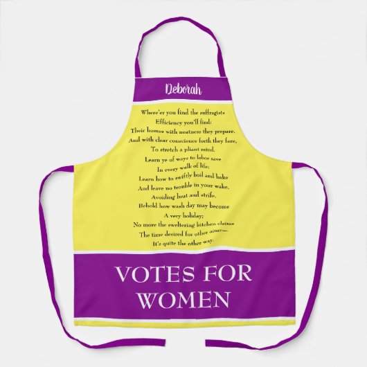 Suffragette Votes for Women Cookbook Gedicht Schürze (Vorderseite)