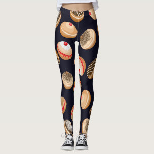 Sufganiyot Donuts: Hanukkah Vintages Muster Leggings