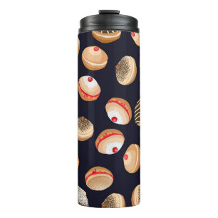 Sufganiyot Donuts: Hanukkah Vintages Muster Thermosbecher