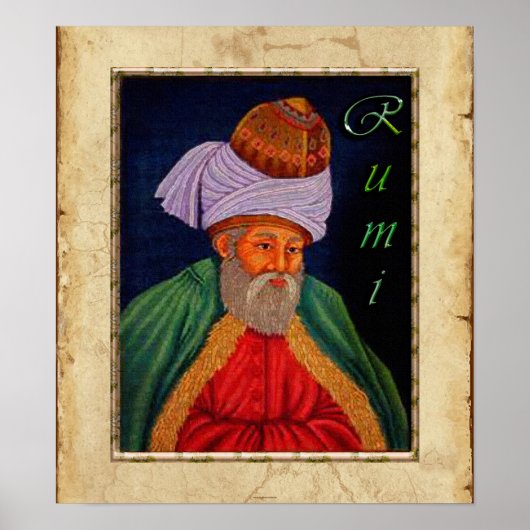 Sufi Mystic Portrait von Rumi auf Imitate Parchmen Poster (Vorne)