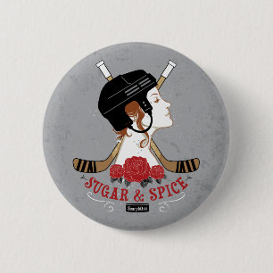 Sugar and Spice Frauen Hockeyspielerin Button