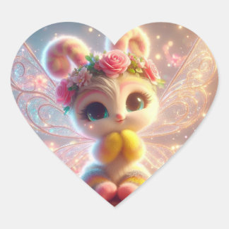 Sugar Cat Butterfly Herz-Aufkleber