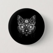 Sugar Cat Skull Flower Artistic Design  Button (Vorderseite)