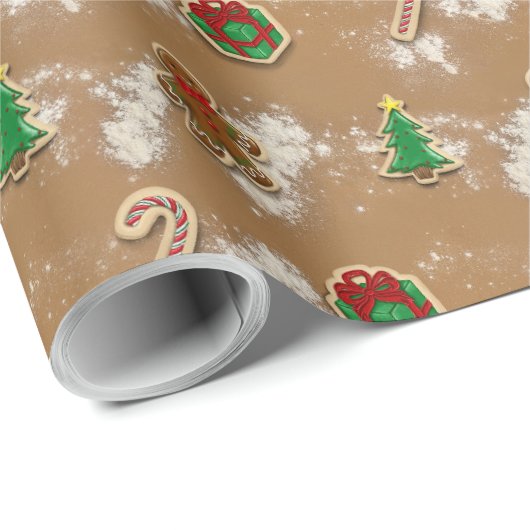 Sugar Cookie Gingerbread Man Wrapping Paper Geschenkpapier (Rolleneckpunkt)
