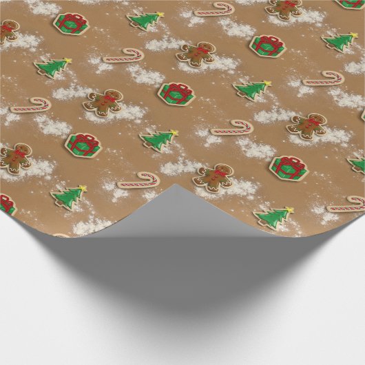 Sugar Cookie Gingerbread Man Wrapping Paper Geschenkpapier (Ecke)