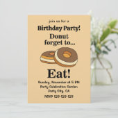 Sugar Donut Doughnut Birthday Party Einladung (Stehend Vorderseite)