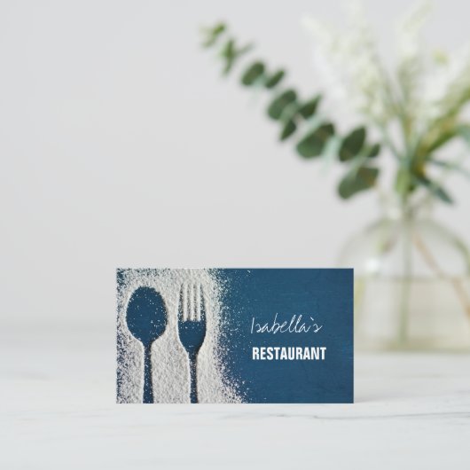 Sugar Fork Navy Blue Catering, Restaurant Visitenkarte (Stehend Vorderseite)