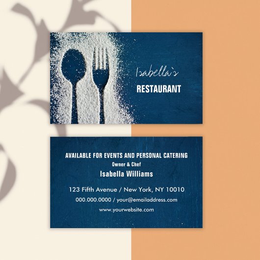Sugar Fork Navy Blue Catering, Restaurant Visitenkarte