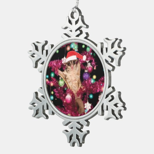 Sugar Glider Christmas Schneeflocken Zinn-Ornament (Rechts)