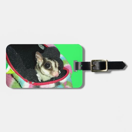 Sugar Glider mit einem Hut Gepäckanhänger (Vorderseite horizontal)