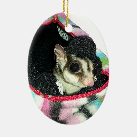Sugar Glider mit einem Hut Keramikornament (Hinten)