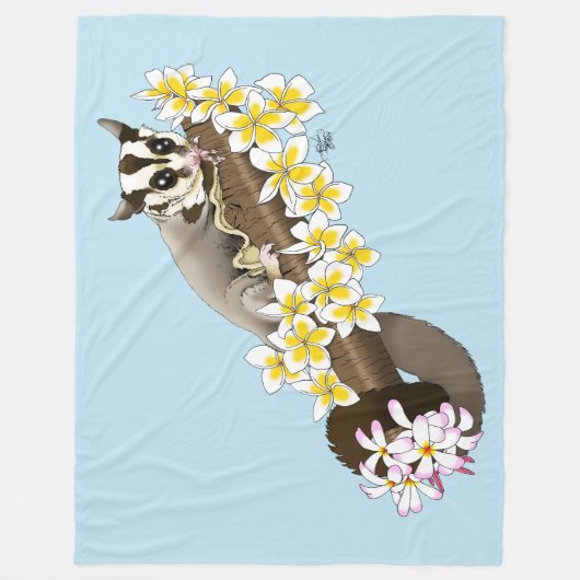 Sugar Glider Niedlich Floral Fleecedecke (Vorderseite)