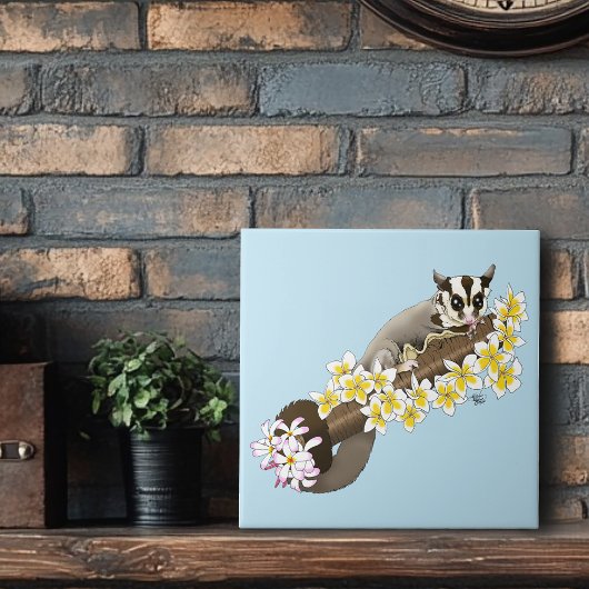 Sugar Glider Niedlich Floral Fliese
