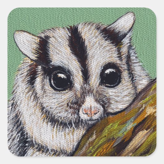 Sugar Glider Painting Quadratischer Aufkleber (Vorderseite)