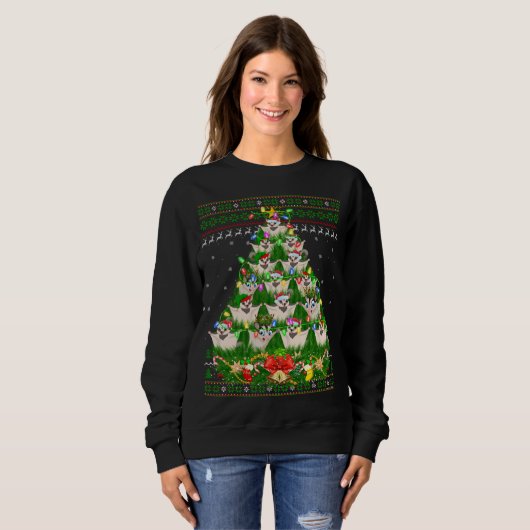 Sugar Glider Xmas Licht Tree Zucker Glider Ugly Sweatshirt (Vorne ganz)