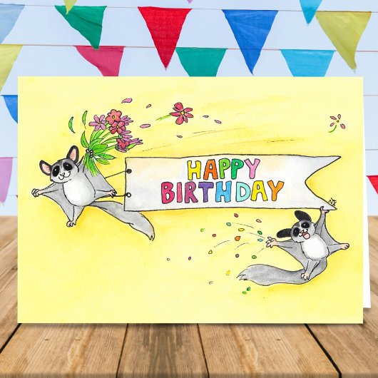 Sugar Gliders Happy Birthday Gruß Karte