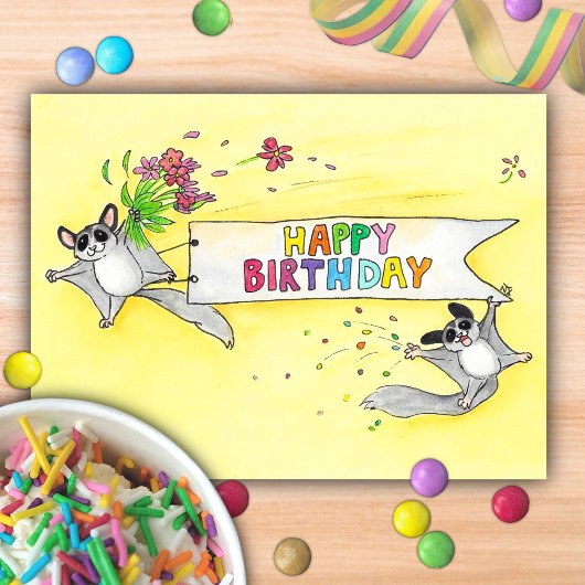 Sugar Gliders Happy Birthday Postkarte