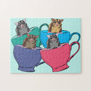 Sugar Gliders in Tea Cups Süße Tier Illustration Puzzle