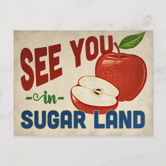 Sugar Land Texas Apple - Vintage Travel Postkarte (Vorderseite)