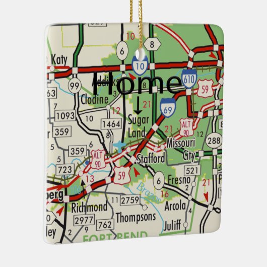 Sugar Land TX Map Keramikornament (Rechts)