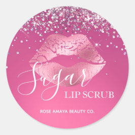 Sugar Lip Scrub Burgund Elegante Glitzer Glitzern Runder Aufkleber