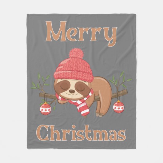 Sugar Niedlich Sloth Christmas Fleecedecke (Vorderseite)