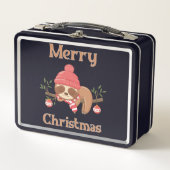 Sugar Niedlich Sloth Christmas Metall Brotdose (Vorderseite)